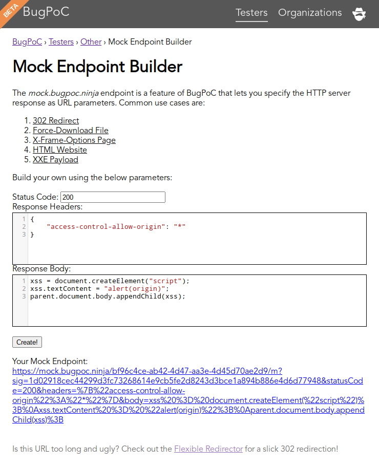 Mock Endpoint Builder